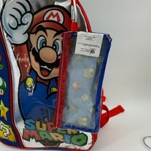 NWT Nintendo Super Mario Backpack Lunch Bag Pencil Case Set Character School - Picture 5 of 16